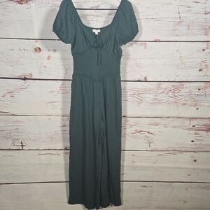 bailey blue Forest Green Smocked-Waist  Jumpsuit